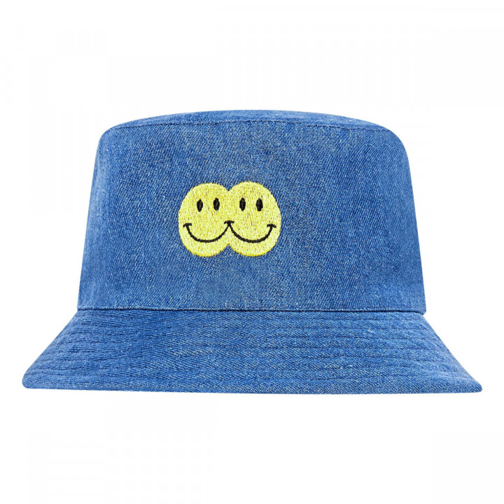 Double Smile Stonewashed Denim Bucket Hat