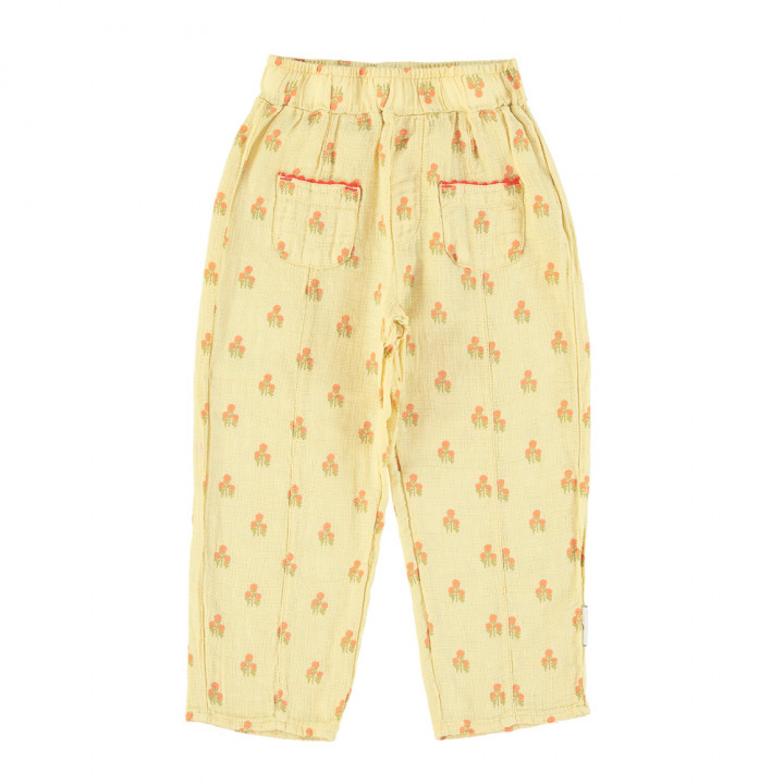 Girl Trousers Light Yellow w/ Flowers Allover