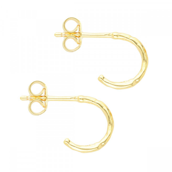 Hoops Pair Hammered Gold 14mm