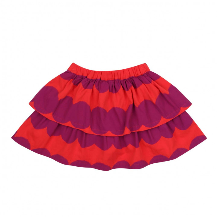 Dot Short Tiered Skirt Purple