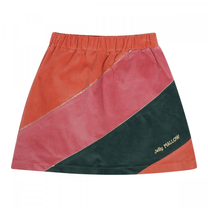 Color-Block Soft Velvet Skirt