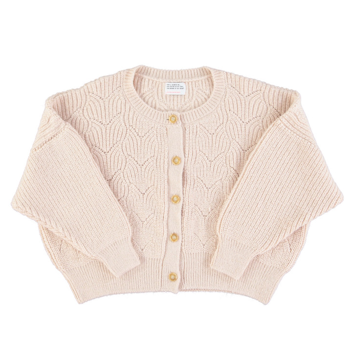 Knitted Soft Cardigan Pale Pink w/ Golden Lurex