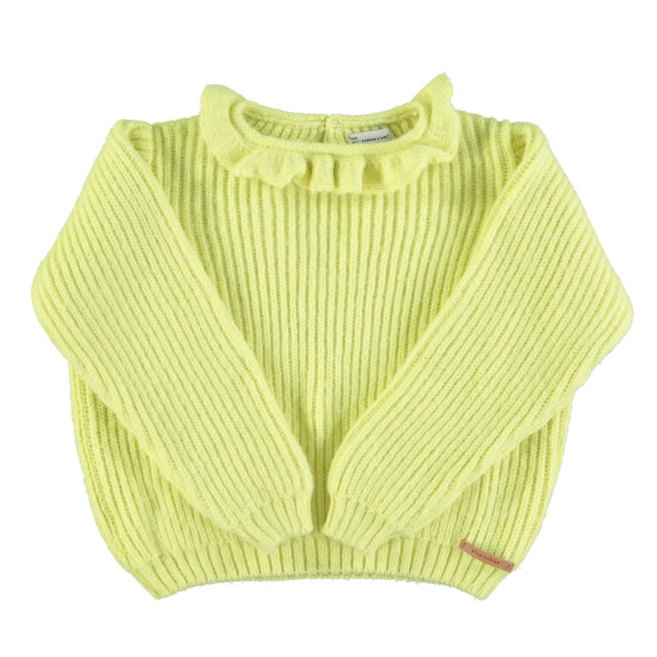 Knitted Sweater w/ Collar Lime