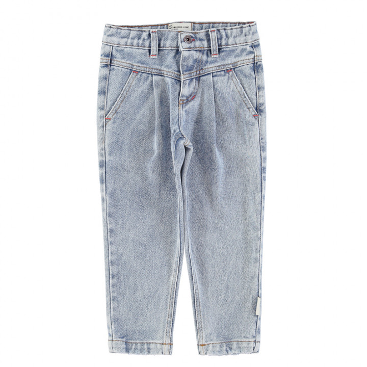 Mom Fit Trousers Washed Blue Denim
