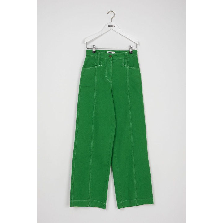 Naples High Waist Wide Leg Trousers Palm Green