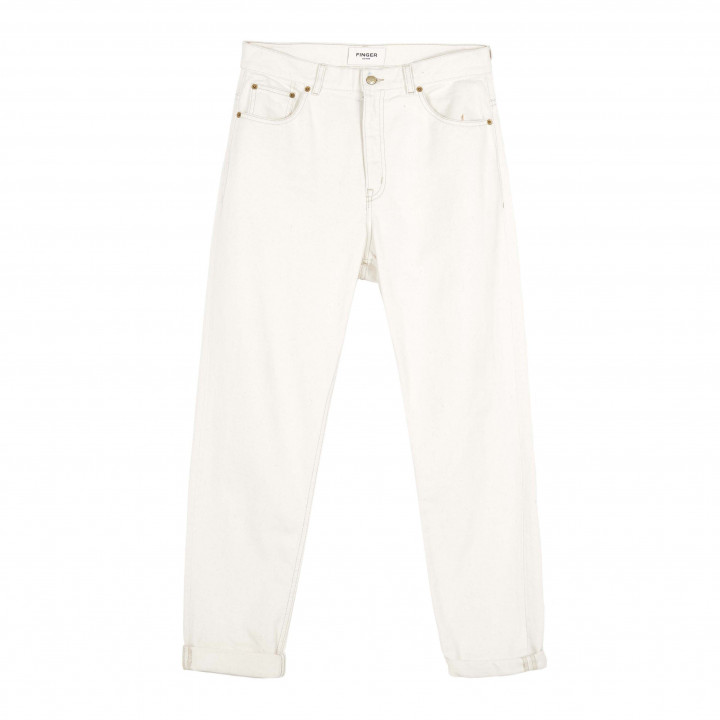 Ollibis Raw Ecru 5 Pocket Tapered Fit Jeans