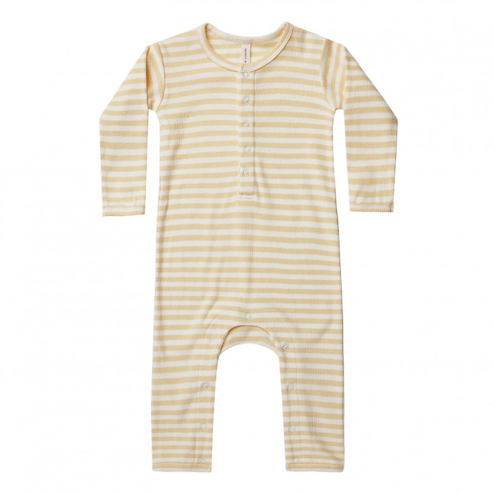 Ribbed Baby Jumpsuit Yellow Stripe