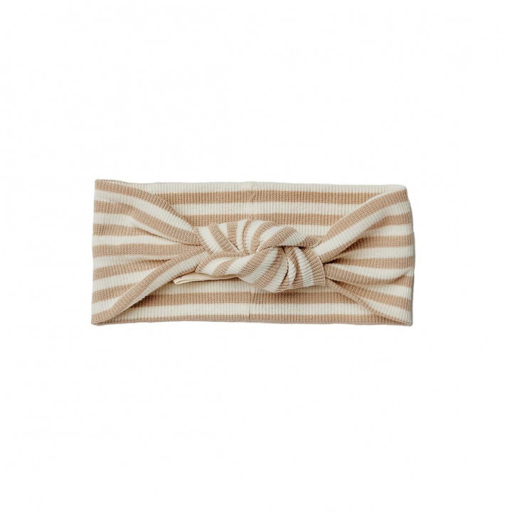 Ribbed Knotted Headband Latte Stripe
