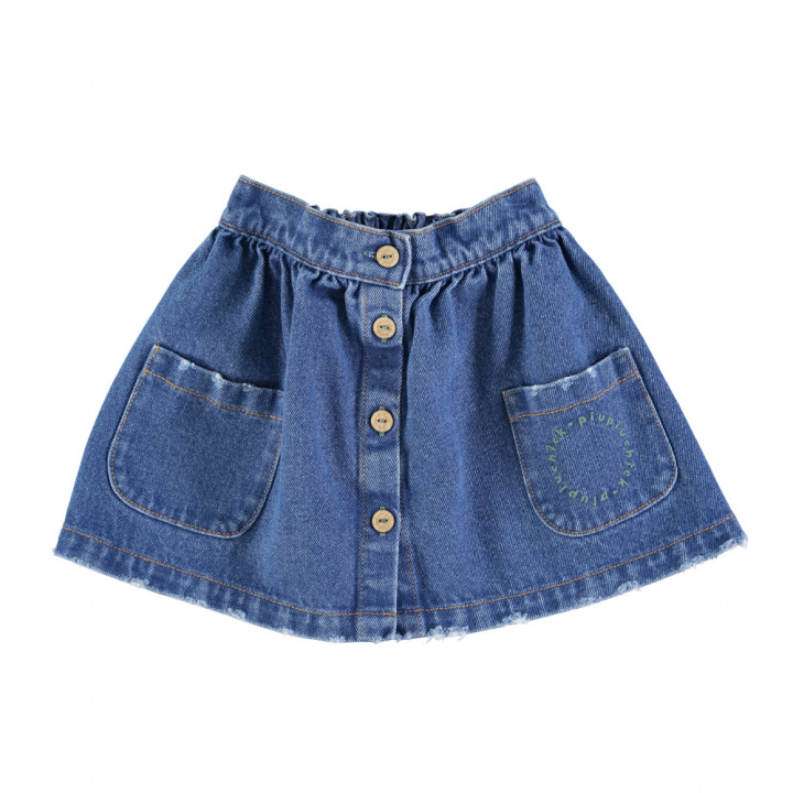 Short Skirt w/ Pockets Washed Navy Denim