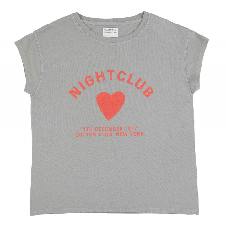 Short Sleeve T-Shirt Grey 'Nightclub' Print