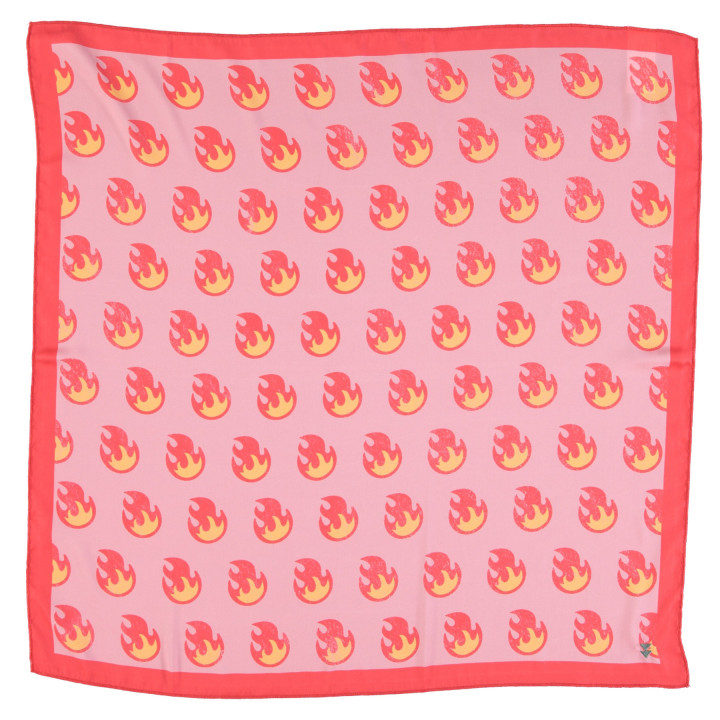Silky Scarf Pink w/ 'Fire Ball' Allover