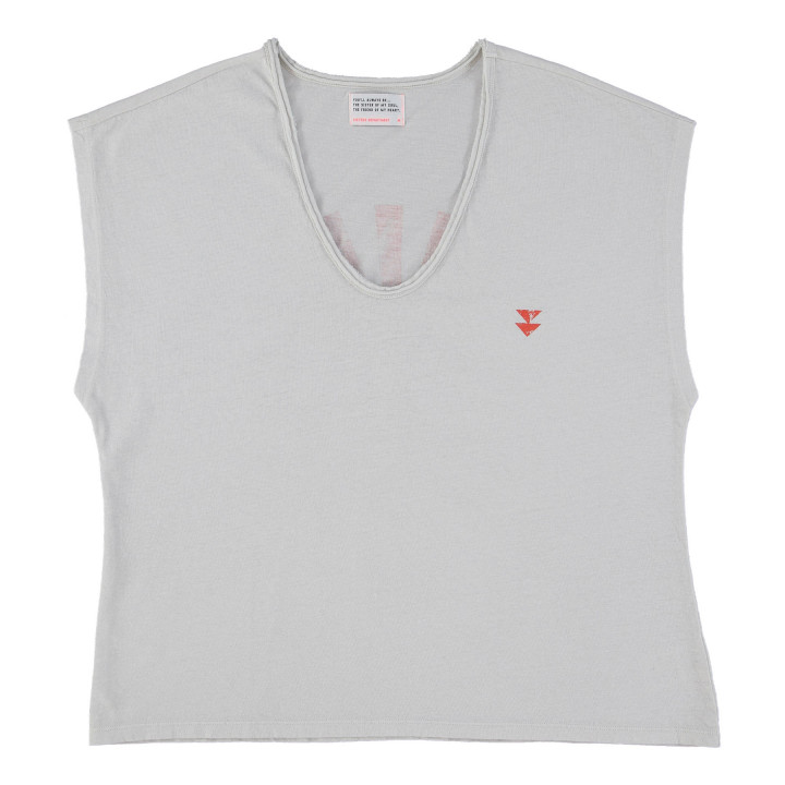 Sleeveless T-Shirt Light Grey Hei Sole Print