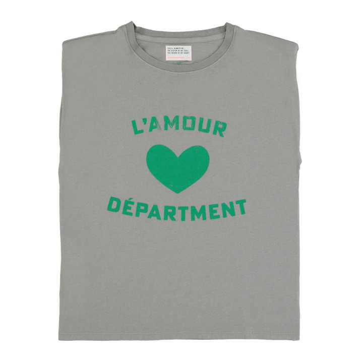 Sleeveless T-Shirt Shoulder Pads Grey L'Amour Print