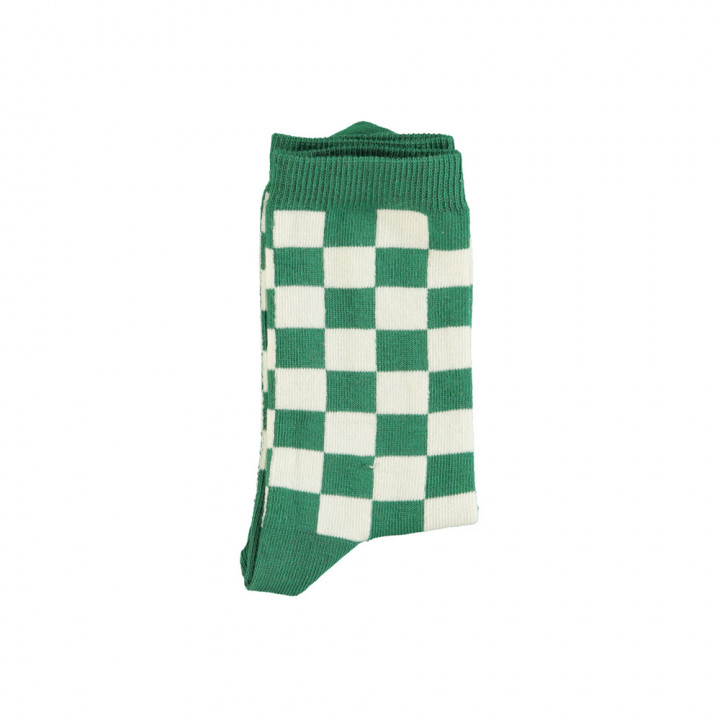Socks Ecru & Green Checkered