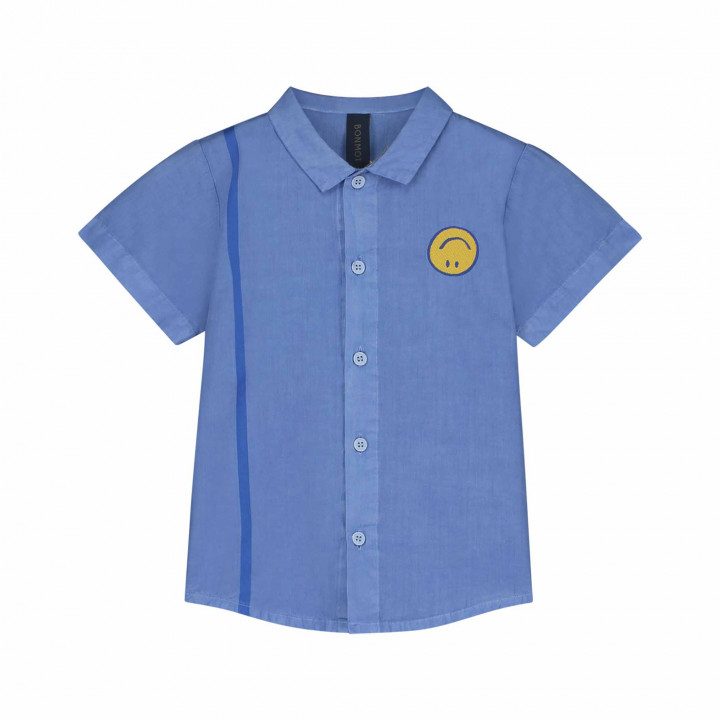 Shirt Smiley And Side Stripe Mid Blue