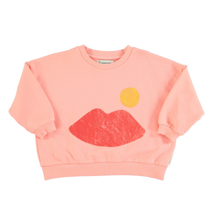 Sweatshirt Coral w/ Lips Print
