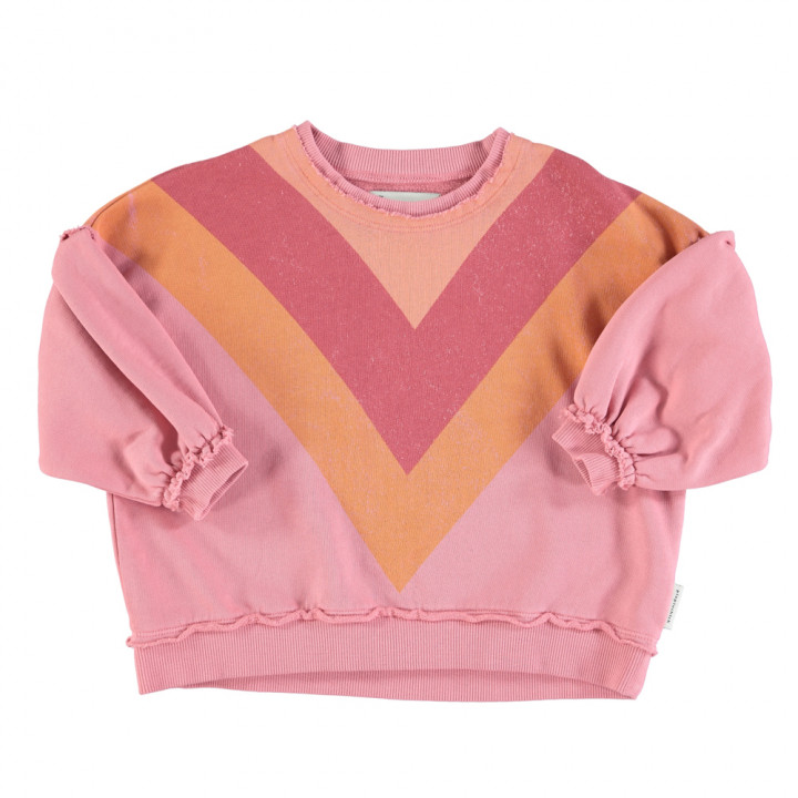 Sweatshirt Pink w/ Multicolor Triangle Print