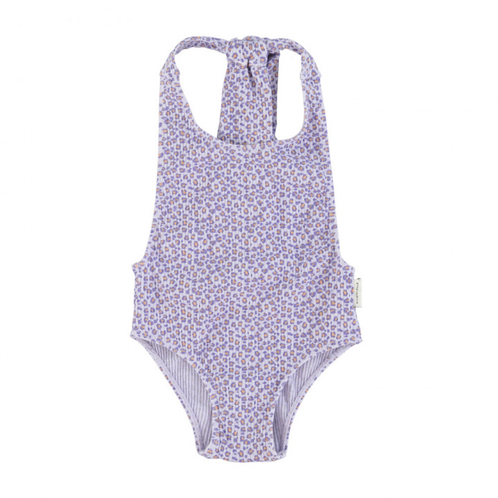 Swimsuit Back Bow Lavender w/ Animal Print