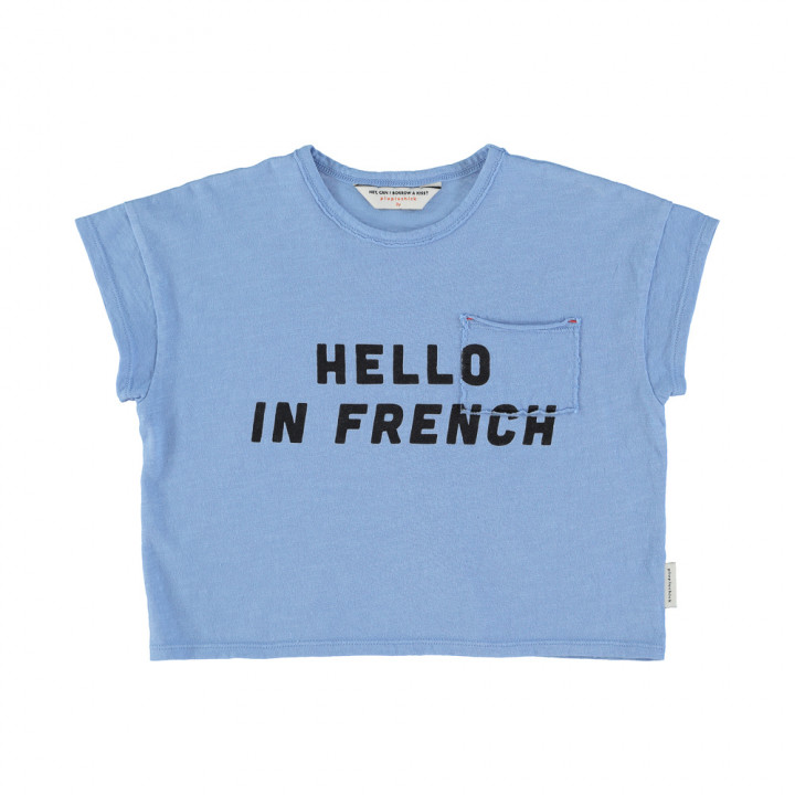 Tshirt Blue w/ Hello in French Print