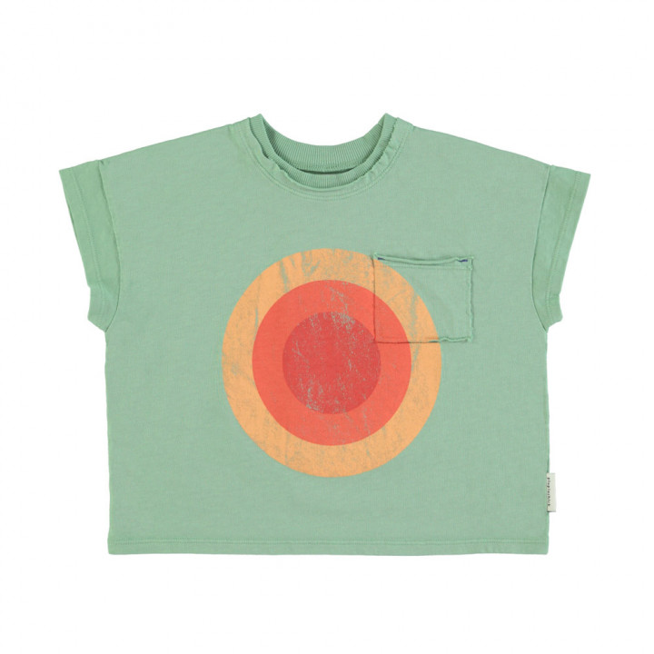 T-Shirt Green w/ Multicolor Circle Print