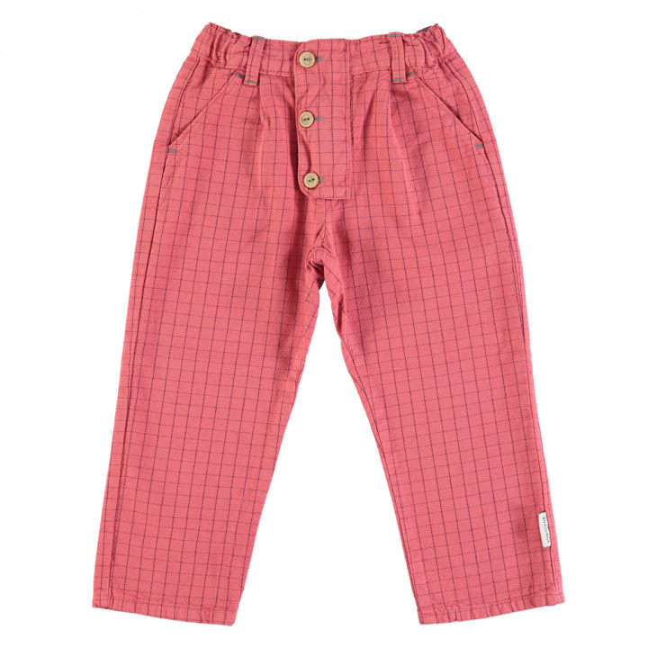 Trousers w/ Buttons Strawberry Checkered