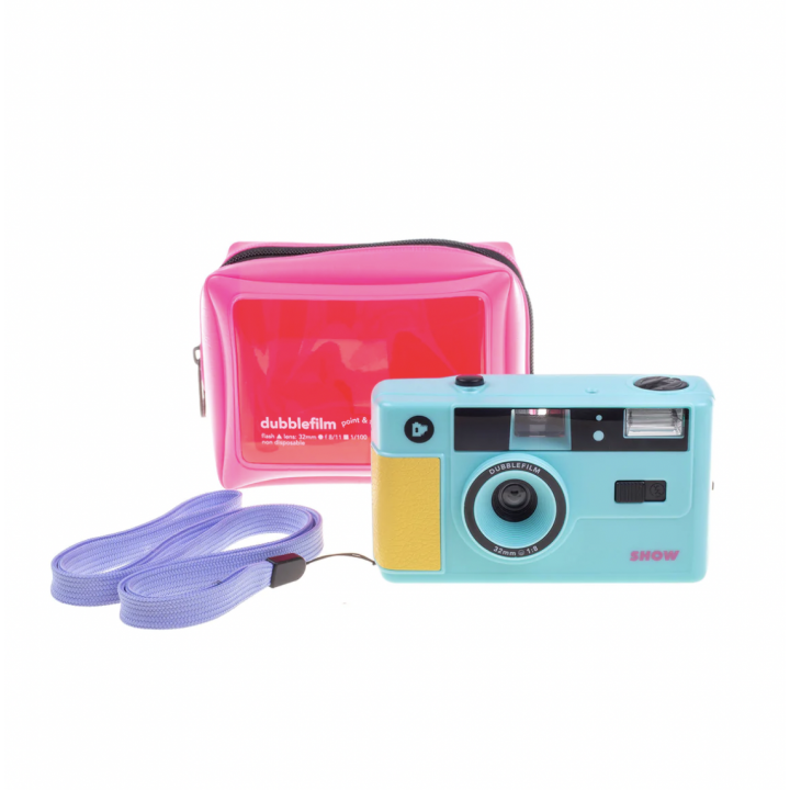Show camera Turquoise  - 35mm reusable camera with flash