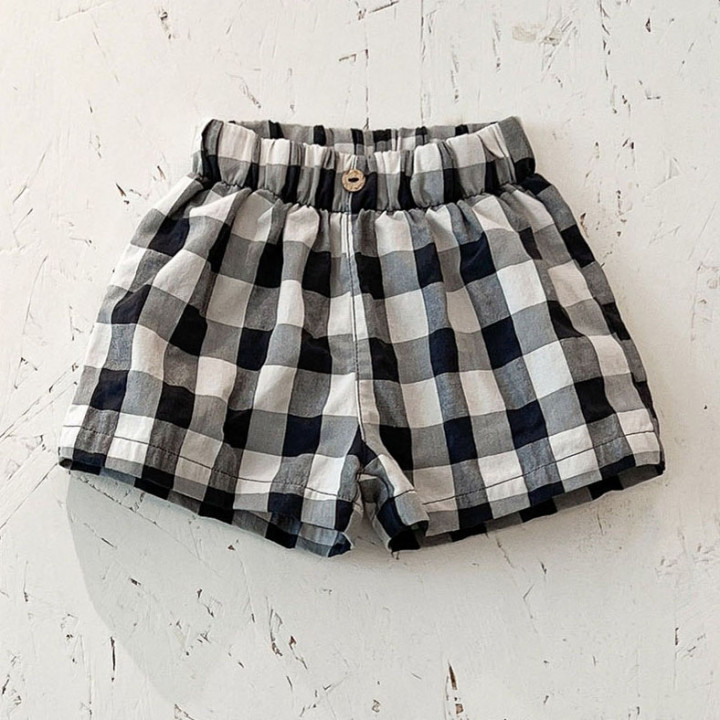 Vichy Woven Shorts Charcoal Baby