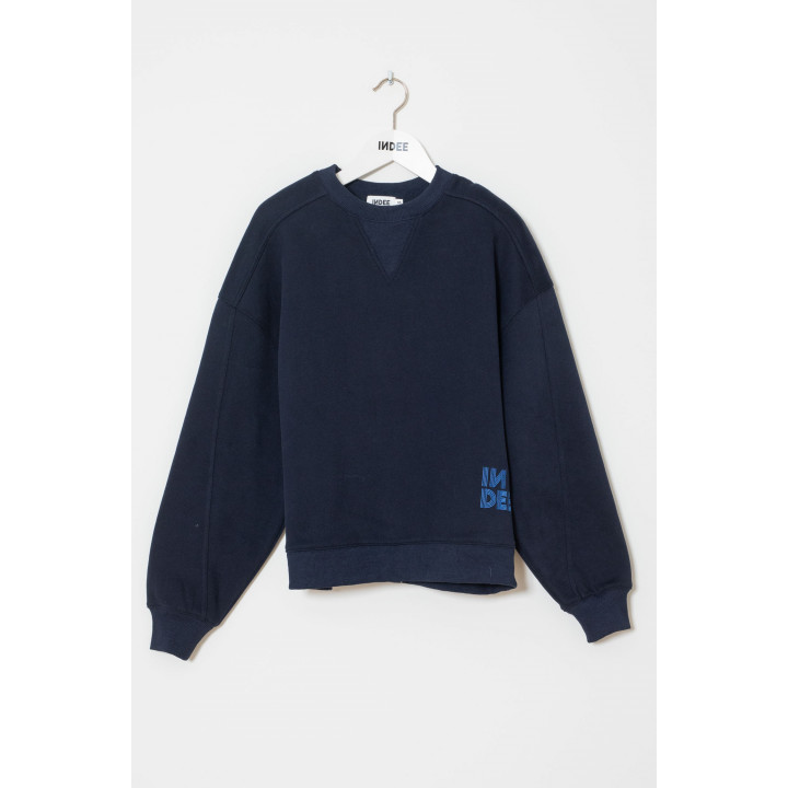 Wakame Round Neck Sweat Shirt Navy