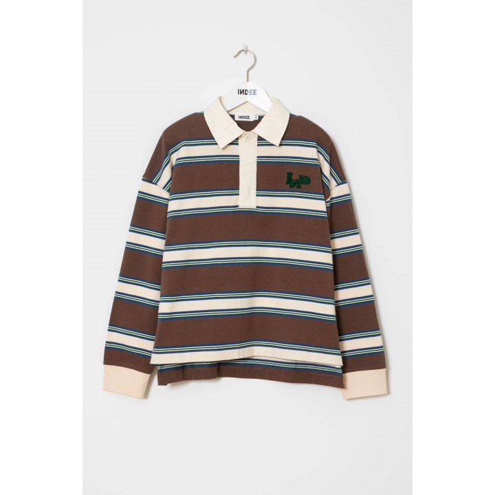 Wales Polo Rugby T Shirt W/stripes Coffee