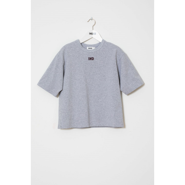Wallis Round Neck Tee W/stripes Grey
