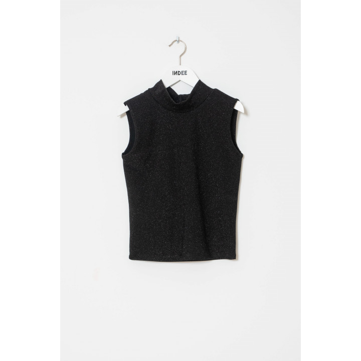 Wanna Lurex Top With Scarf Black