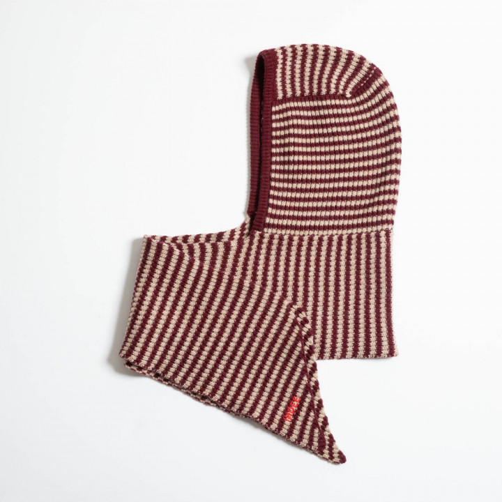 Waoww Striped Scarf With Hood Merlot Red TU