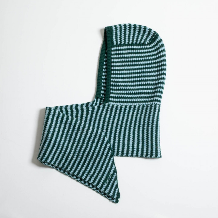 Waoww Striped Scarf With Hood Green TU