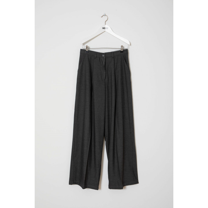 Weekend Striped Wide Leg Trousers Charcoal