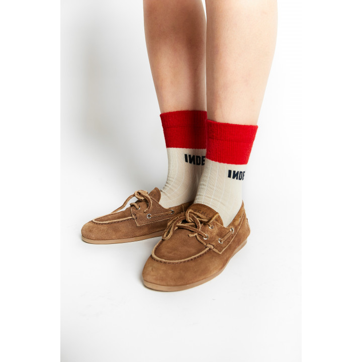 Woippy Bi-colour Socks W/logo Off White TU