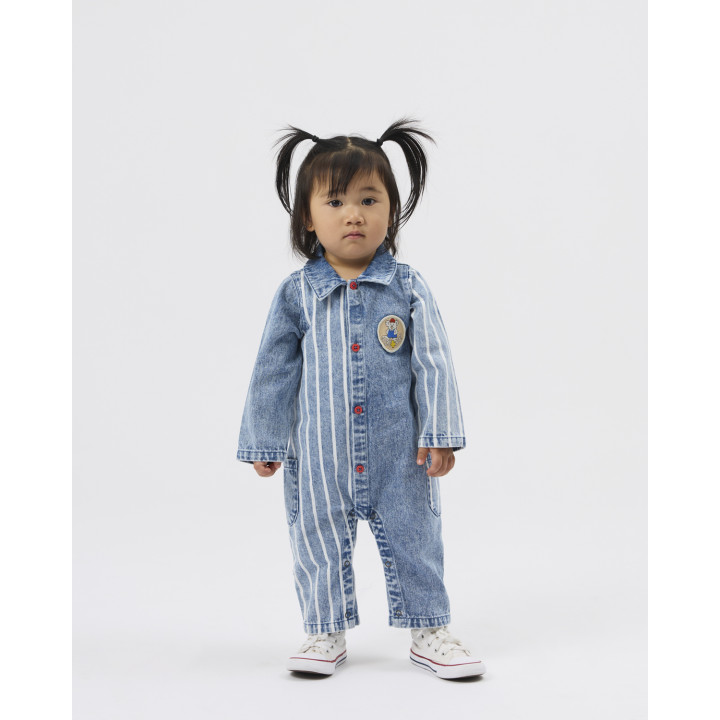 Buddy Badge Denim Stripe Romper