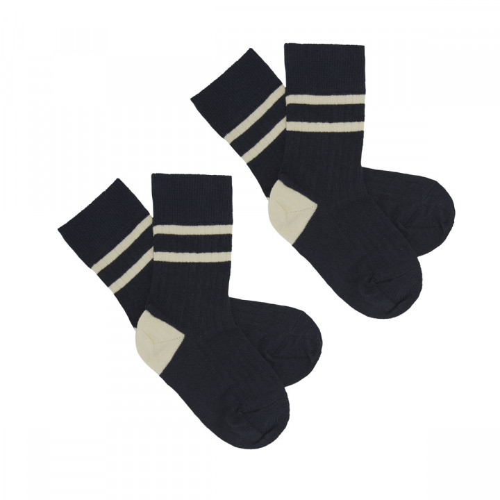 2 Pack Rib Socks Dark Navy