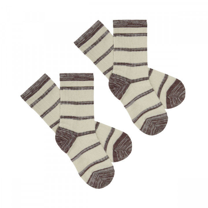 2 Pack Melange Stripe Socks Maroon