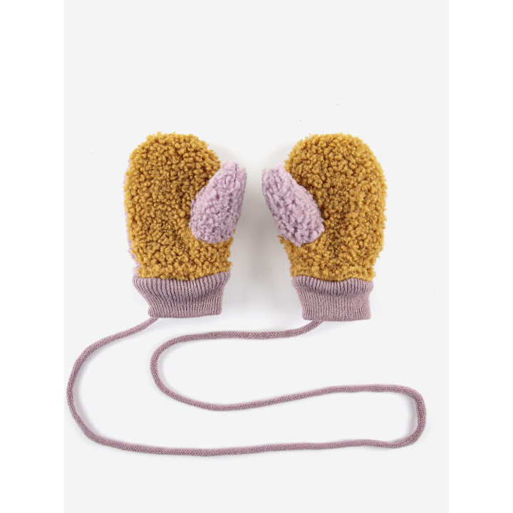 Baby Color Block Lavender Sheepskin Gloves