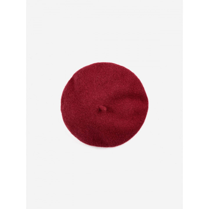 Striped Knitted Beret Red