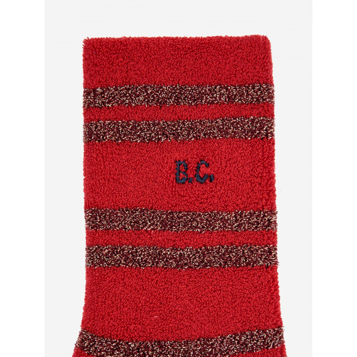 Red Striped Lurex Thick Socks