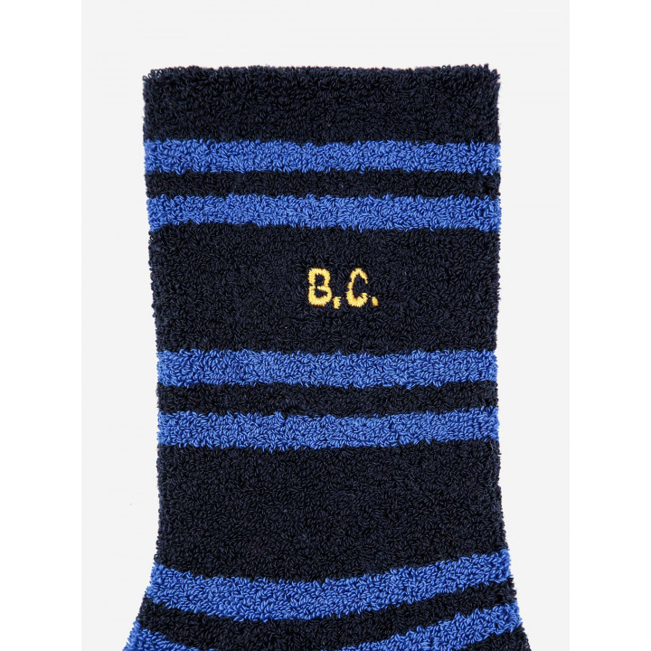 Blue Striped Lurex Thick Socks