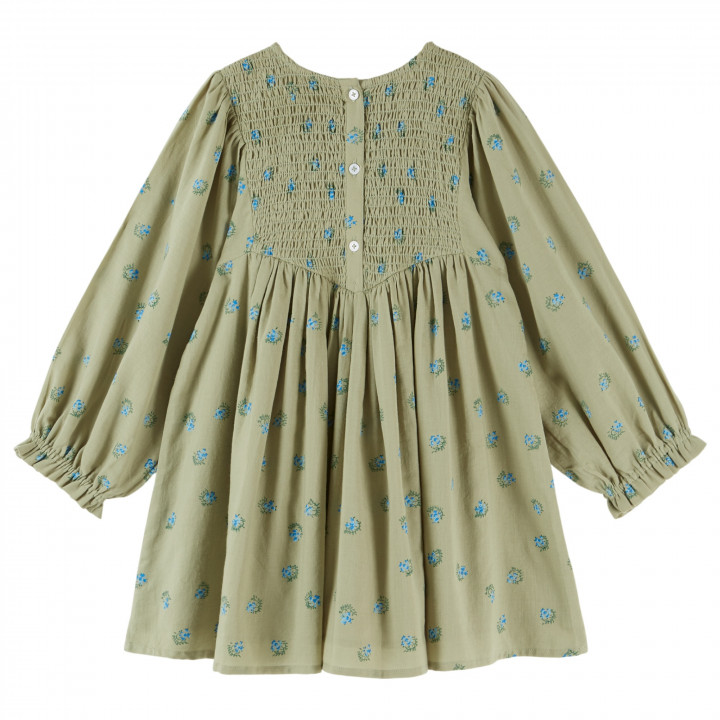 Block Print Smocked Dress Groseille