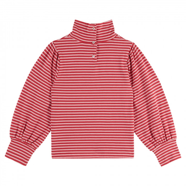 Striped Roll Neck T-shirt Rayure Rouge/rose