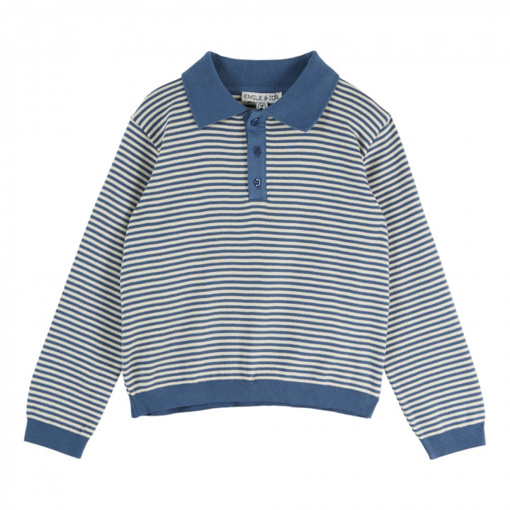 Striped Polo Fleece Sweatshirt Rayure Ocean