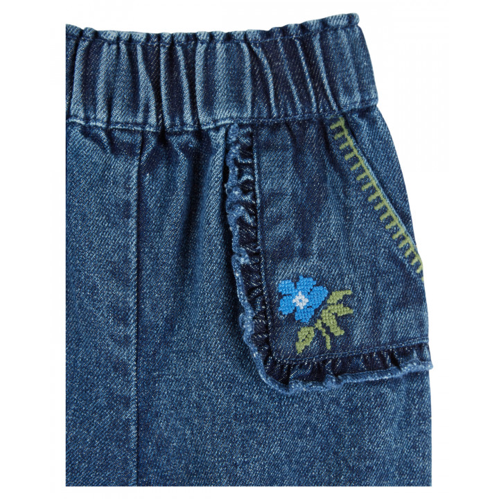 Embroidered Denim Harem Pants Denim