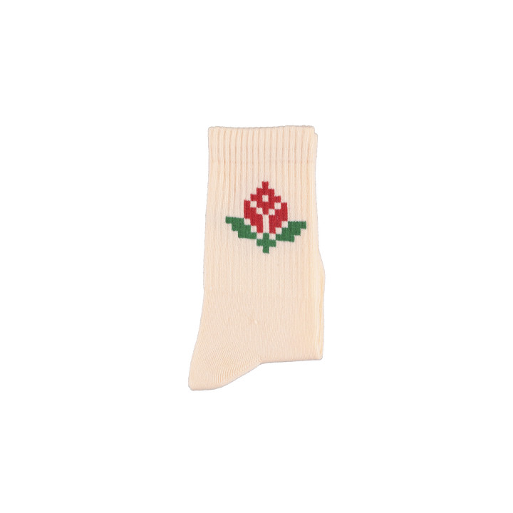 Socks | Light pink with red flowers