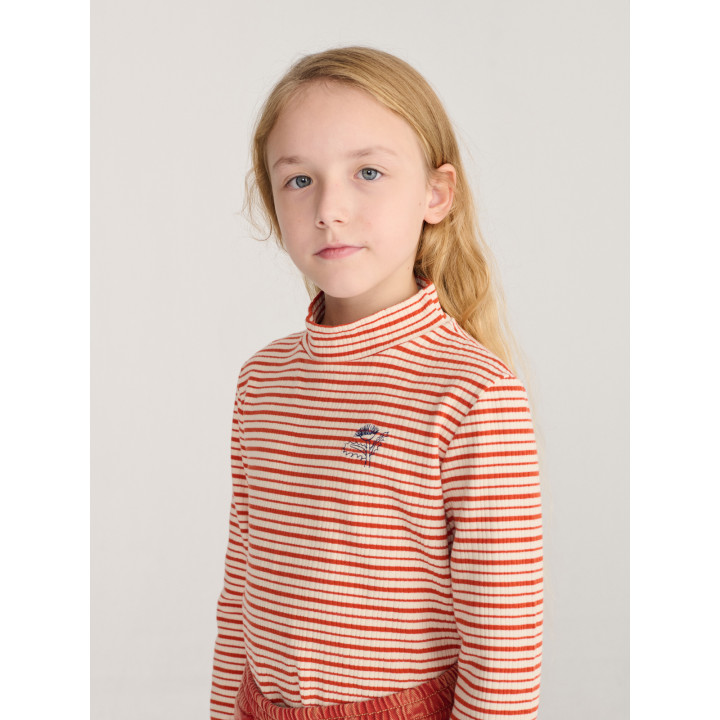 Energy Flower Stripes Turtle Neck T-Shirt