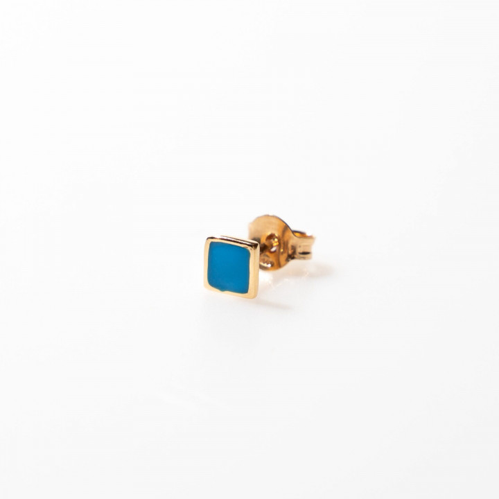 Earstuds Square Gold + French Blue