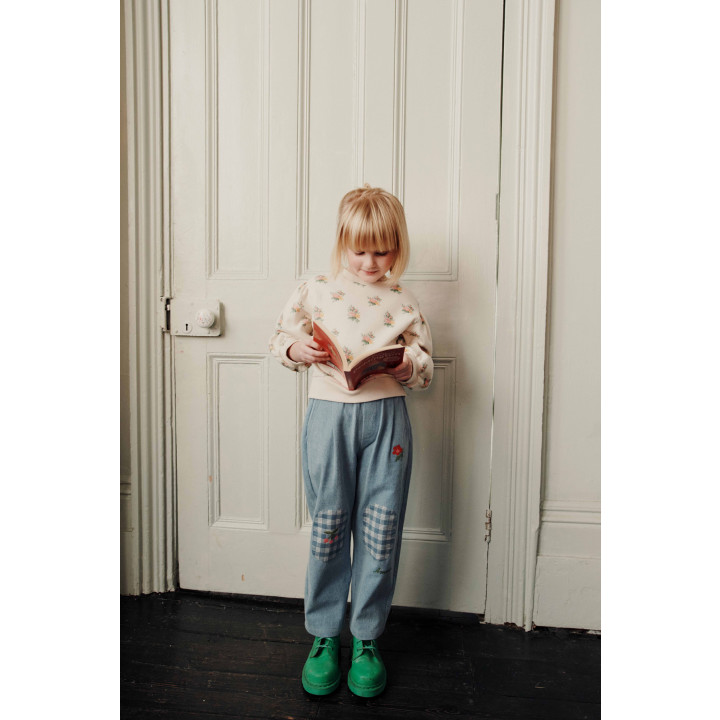 Denim Knee Patch Trousers Bleu Delave